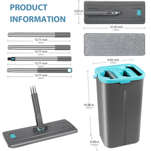 Precio de Fábrica: Mopa Plana Autolimpiante 360 Magic Squeeze Manos Libres con Cesta de Plástico, Set Profesional para Limpieza del Hogar - Product Image 2