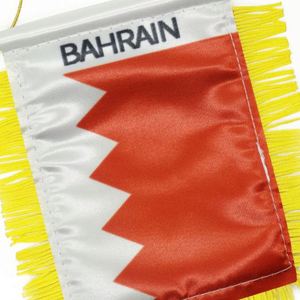 Custom Bahrain Satin Pennant Flag Digital Printed Mini Car <b>Banner</b> with Yellow Tassels Made of Polyester Plastic Automotive Use - Product Image 5