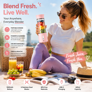 Licuadora Portátil Pequeña para Smoothies y Batidos con 6 Cuchillas, Recargable por USB C, Vaso Mezclador Personal de 500 ml con Tapa Adicional para el Hogar y el Gimnasio - Product Image 4
