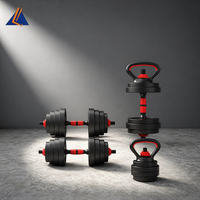 Ensemble d'haltères et de kettlebells réglables 2 en 1, plaques de poids en ciment écologique, équipement de fitness multifonctionnel pour la musculation à domicile