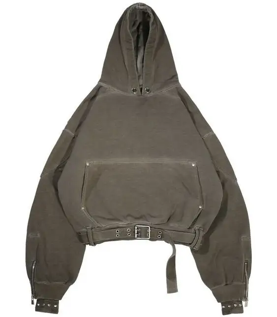 clothing Manufacturers custom streetwear Hoodie no drawstring French Terry Oversized cropped hoodie men with pockets