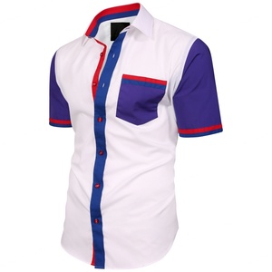 เสื้อเชิ้ตแขนสั้นคอปกตัดสีสำหรับผู้ชาย - Product Image 2