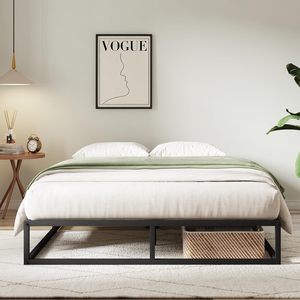 Giường nền kim loại có thể điều chỉnh kích thước Queen King với điểm nhấn bằng gỗ mộc mạc Khung thép Nội thất phòng ngủ - Product Image 6