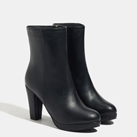 Bottes à plateforme en faux daim noir, grandes tailles disponibles, couleurs personnalisables, fermeture éclair latérale, hiver, rehaussantes