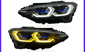 Faros LED Modificados, Conjunto de Faros Láser LED con Ojos Dorados de Doble Color para BMW <span class=keywords><strong>Serie</strong></span> 4 G22 G23 G26 M4 - Product Image 2