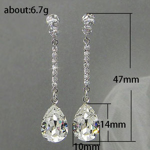 Orecchini a goccia a forma di pera per donna, gioielli eleganti e scintillanti per le orecchie - Product Image 4