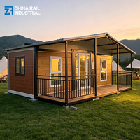 Maison conteneur modulaire de 20 pieds avec toit à pignon plat, terrasse personnalisée, maison préfabriquée mobile, bureau, dortoir