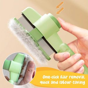 Self-Cleaning Pet Grooming <b>Brush</b> - Stainless Steel <b>Detangling</b> Comb for Dogs & Cats with Anti-Slip Handle - Product Image 3