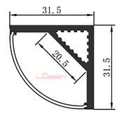 Éclairage d'armoire moderne à LED Profil d'extrusion en aluminium à montage d'angle élégant à 45 ° Applications personnalisées Série 6000 Découpage par poinçonnage
