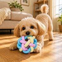 Jouet pour chat et chien en caoutchouc, balle clochette couleur macaron, balle interactive pour animaux de compagnie, jeu à la maison