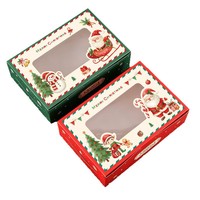 Boîte cadeau de Noël vide rouge/verte pour emballer des bonbons, des biscuits, en carton blanc, boîte cadeau créative