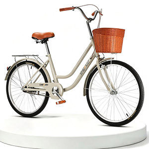 <span class=keywords><strong>Vélo</strong></span> de ville robuste pour femmes en acier à haute teneur en carbone de <span class=keywords><strong>24</strong></span>/26 <span class=keywords><strong>pouces</strong></span>, équipé de freins avant <span class=keywords><strong>et</strong></span> arrière, avec panier <span class=keywords><strong>et</strong></span> dossier - Product Image 2