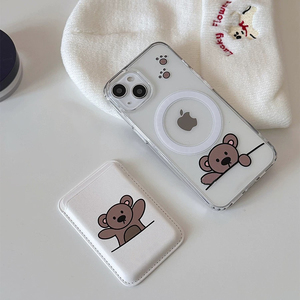 Custodia Magnetica Trasparente con Clip per Carte Rimovibile in TPU+PC, Modello Koala Marrone per <span class=keywords><strong>iPhone</strong></span> <span class=keywords><strong>11</strong></span> 12 13 14 15 16 <span class=keywords><strong>Pro</strong></span> Max - Product Image 1