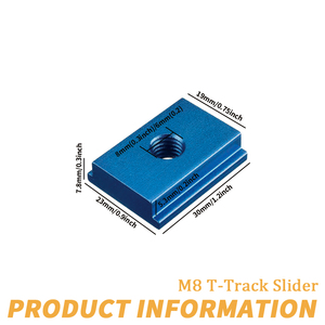 Glissière en aluminium M8 pour rail en T, écrou en T, glissière à rainure en T pour outil de travail du bois, rails de type 30/45, gabarits, fixation par fente à vis - Product Image 2