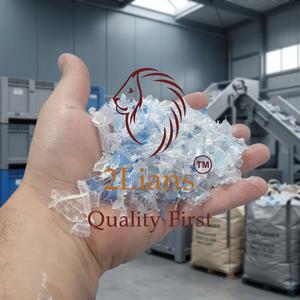 Flocons de bouteilles PET 2Lians lavés à chaud, naturels/transparents bleus, pour plastique recyclé, 22 tonnes MOQ, emballés en sac, QA Origin - Product Image 3