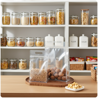 Sacs refermables transparents en PET de qualité alimentaire, réutilisables, avec fermeture éclair, thermoscellables, personnalisables avec logo OEM, impression en gravure, pour emballage de nourriture pour bébés et chips de pommes de terre.