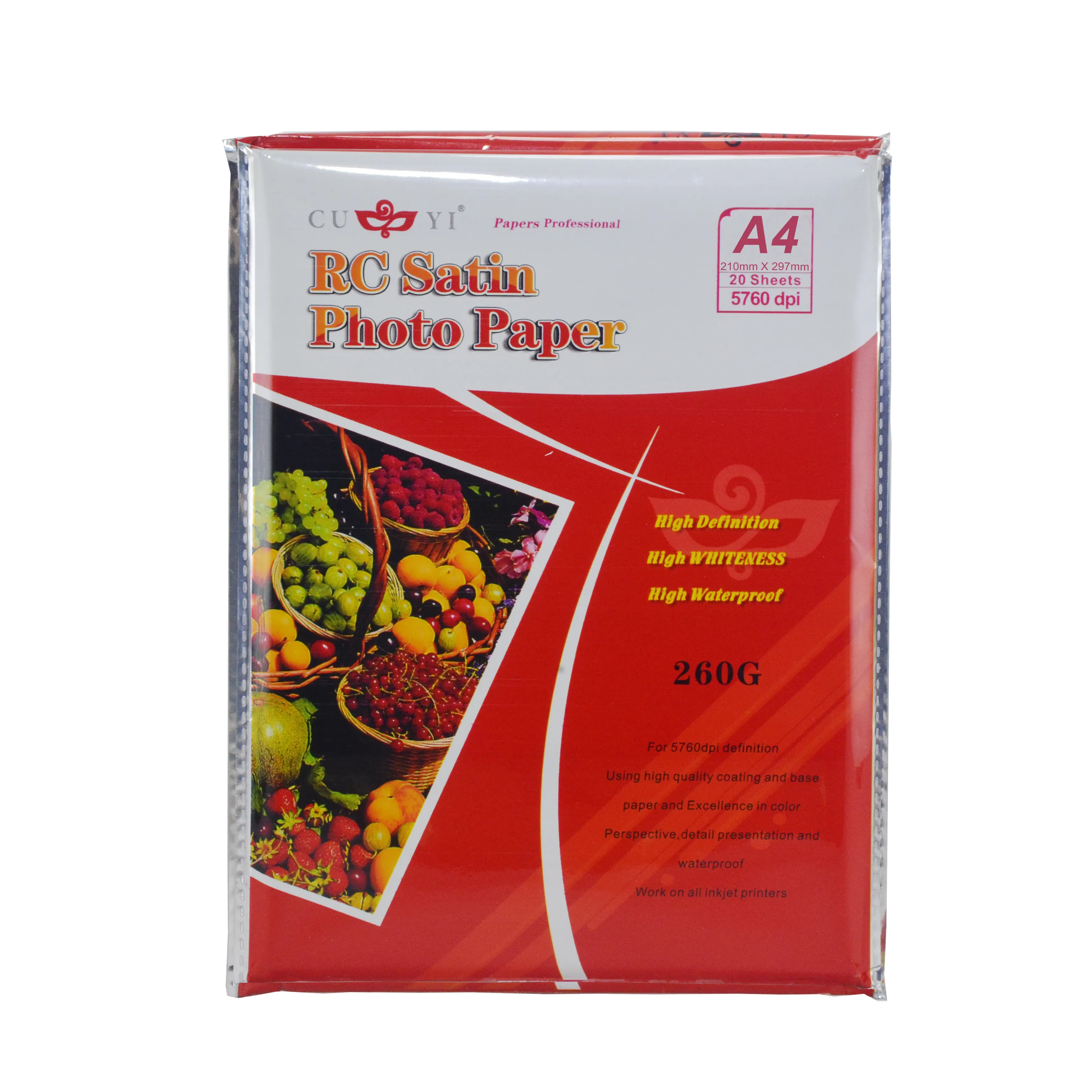 CUYI RC ROUGH SATIN a4 size glossy inkjet photo paper 260 GSM A4