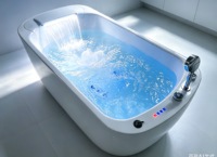 Baignoire autoportante chauffée pour adultes avec cascade LED, température constante, coussin de massage à bulles, spa