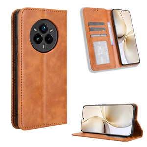 เคสโทรศัพท์หนังมีสายคาดหัวแม่เหล็กย้อนยุคสำหรับ OPPO realme 14 Pro + 5g