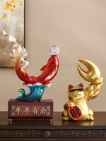 Chaque année, il y a plus que des ornements porte-bonheur de bureau de poisson Koi, décoration de cave à vin d'entrée de salon