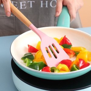 Wanuocraft toàn bộ <span class=keywords><strong>Silicone</strong></span> thìa súp muỗng lọc tay cầm bằng gỗ dụng cụ nấu ăn cho nhà bếp hộ gia đình đồ dùng nhà bếp - Product Image 6