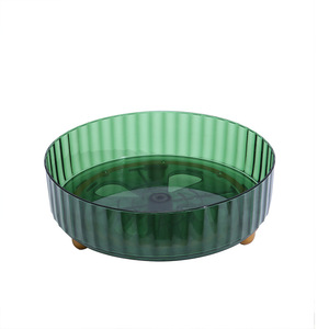 Spinach Rotating Condiment Rack Round Transparent Green L Size With Metal Lid For Kitchen Storage - Product Image 3