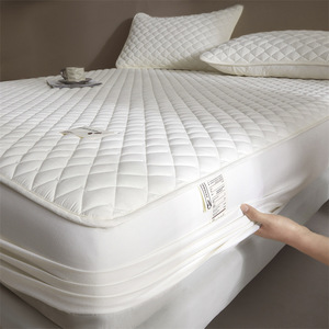 Fan Yu Quilted <b>Fitted</b> <b>Sheet</b> 1.8m Full Coverage Mattress Cover Dustproof Solid Color Chemical Fiber Twill Quilting - Product Image 1