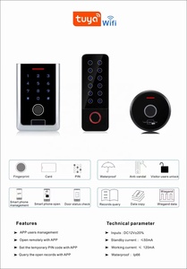 Kim loại độc lập Wifi tuya vân tay RFID kiểm soát truy cập Bàn phím không ướt Bảng điều khiển kỹ thuật số Wiegand Đầu đọc thẻ Hệ thống khóa cửa - Product Image 3