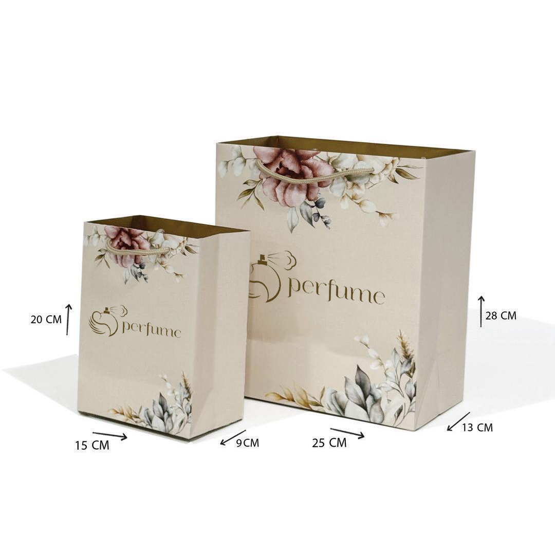 Luxury Custom Private Logo Cosmetic & Perfume Gift Packaging Shopping Paper Bag With Own Design