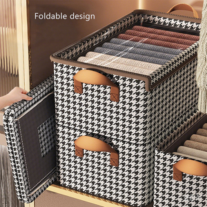 Hình Chữ Nhật Có Thể Gập Lại Khung Thép Không Dệt Tủ Quần Áo Quần Áo Tổ Chức Hộp Lưu Trữ Với Nắp Rõ Ràng - Product Image 3