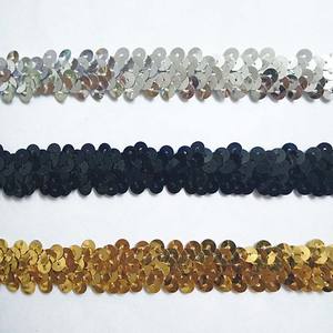 2cm 40Y ucuz kostüm dikiş dantel şerit dokuma altın siyah mor giyim sıkı kırpma 2-row payetli elastik şerit süs - Product Image 6