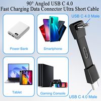 80Gbps 8K PD240W 90 °   Kabel USB C 4.0 Fitur Lengkap Ultra Pendek Tipe C Male ke Male yang Dapat Ditekuk, Adaptor Konektor Data Pengisian Cepat