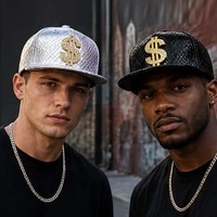 Gorra de Béisbol de Piel Sintética con Bordado de Piel de Serpiente, Diseño de Lujo, con Decoración Metálica Ajustable con Símbolo de Dólar Dorado, Estilo Urbano
