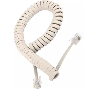 Câble <span class=keywords><strong>téléphonique</strong></span> spiralé noir, blanc, gris <span class=keywords><strong>RJ11</strong></span> 4P4C pour téléphone, modem, télécopieur - Product Image 1