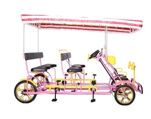 Quadriciclo de Ocio para Campamentos y Resorts, Cuatriciclo de 4 Plazas con Pedales, Bicicleta Turística con Toldo Protector Solar, 500 kg - Product Image 3