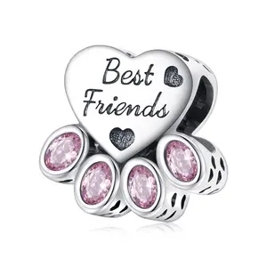 Jilina altın kaplama S925 gümüş pençe baskı boncuklu bilezik renkli damla yağ sevimli kedi köpek Pet Paw boncuk kombinasyonu hediyeler