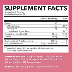Gomitas de arándano probióticos femeninos de la mejor calidad, 1 billón de unidades CFU de lactobacilos para la salud del tracto urinario y el pH - Product Image 3