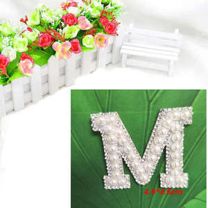 文字パッチパールラインストーンレターパッチアルファベット鉄 - Product Image 6