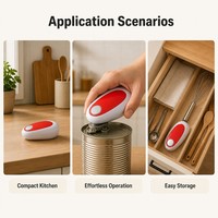 Abrelatas Automático Compacto, Eléctrico a Batería, de un Solo Toque, Manos Libres, Mini Abrelatas Portátil, Herramienta de Cocina con Borde Liso, Venta al Por Mayor