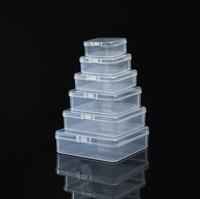 Mini boîte de rangement organisateur en plastique transparent vide carrée personnalisée avec couvercles à charnière pour petites boîtes d'emballage de cadeaux artisanaux