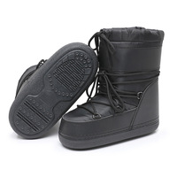 Bottes d'hiver unisexes pour tout-petits avec doublure en mousse durable, résistantes à la neige, couleur unie, thermiques, antidérapantes, soutien de la voûte plantaire, mi-mollet