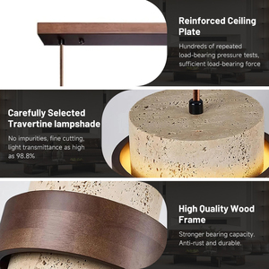 Lustre suspendu moderne en gros, luminaire de plafond LED, lampe suspendue E27 avec cadre en bois pour salon - Product Image 3