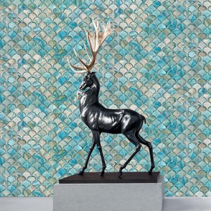 Mẹ của ngọc trai vỏ khảm gạch <span class=keywords><strong>12x12</strong></span> tường backsplash Trang trí nền hình quạt màu xanh - Product Image 4