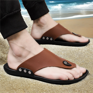 En stock, livraison rapide, léger, dessus en cuir PU, antidérapant, confortable, doux, imperméable, respirant, grande taille, homme, été, plage - Product Image 2