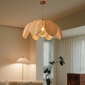 Lámpara Colgante de Ratán Wabi Sabi, Lámpara de Techo de Pétalos Tejida a Mano para Sala de Estar y Dormitorio - Product Image 2