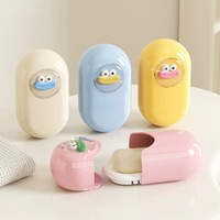 Boîte à Savon Portable de Voyage Créative Double Couche avec Drain et Couvercle, Brosse à Linge, Mini Boîte à Savon Visage Souriant, Lavabo