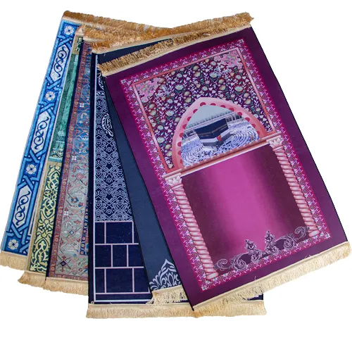 Anti slip backing velvet prayer rug islam prayer mat for muslim thick prayer mats with customized design logo