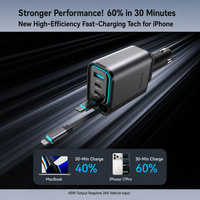 Chargeur de voiture multi-ports OEM ODM 99W avec câble rétractable double de 80 cm, charge rapide PPS 12V 24V USB C, prise réglable à 180°, type ténacité