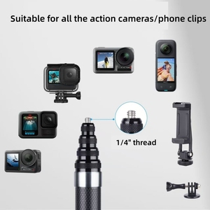 Perche à selfie télescopique légère et flexible en fibre <span class=keywords><strong>de</strong></span> carbone <span class=keywords><strong>de</strong></span> 1,5 m pour Insta360 DJI Osmo 360 GoPro Max - Product Image 4