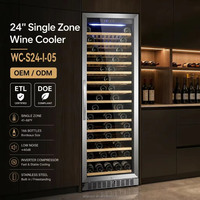 Réfrigérateur à vin encastrable OEM en acier inoxydable avec panneau et étagères en bois pour armoire de cuisine, idéal pour les magasins de vins